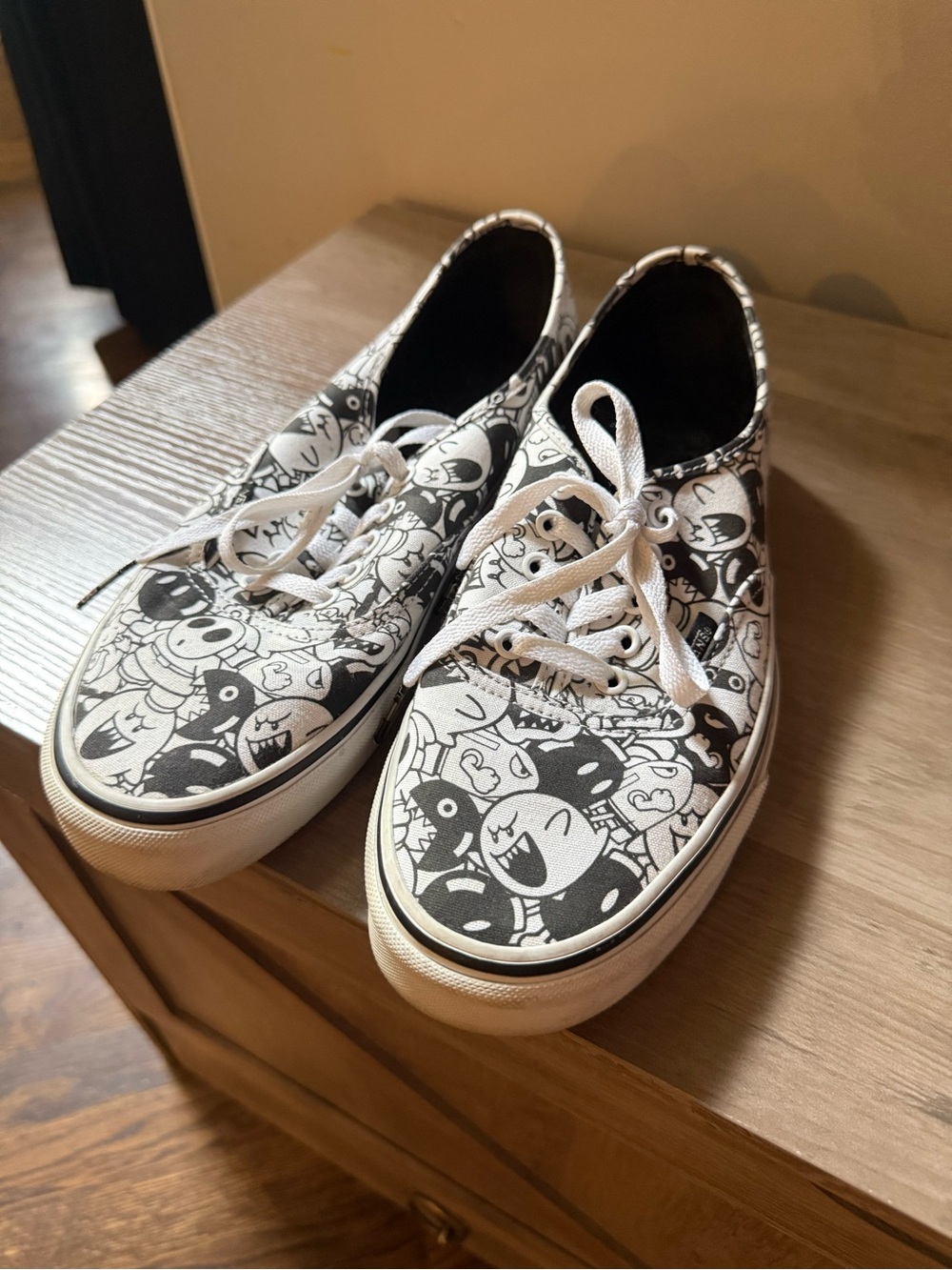 Vans Super Mario Black & White Canvas Sneakers with Colorful Logo